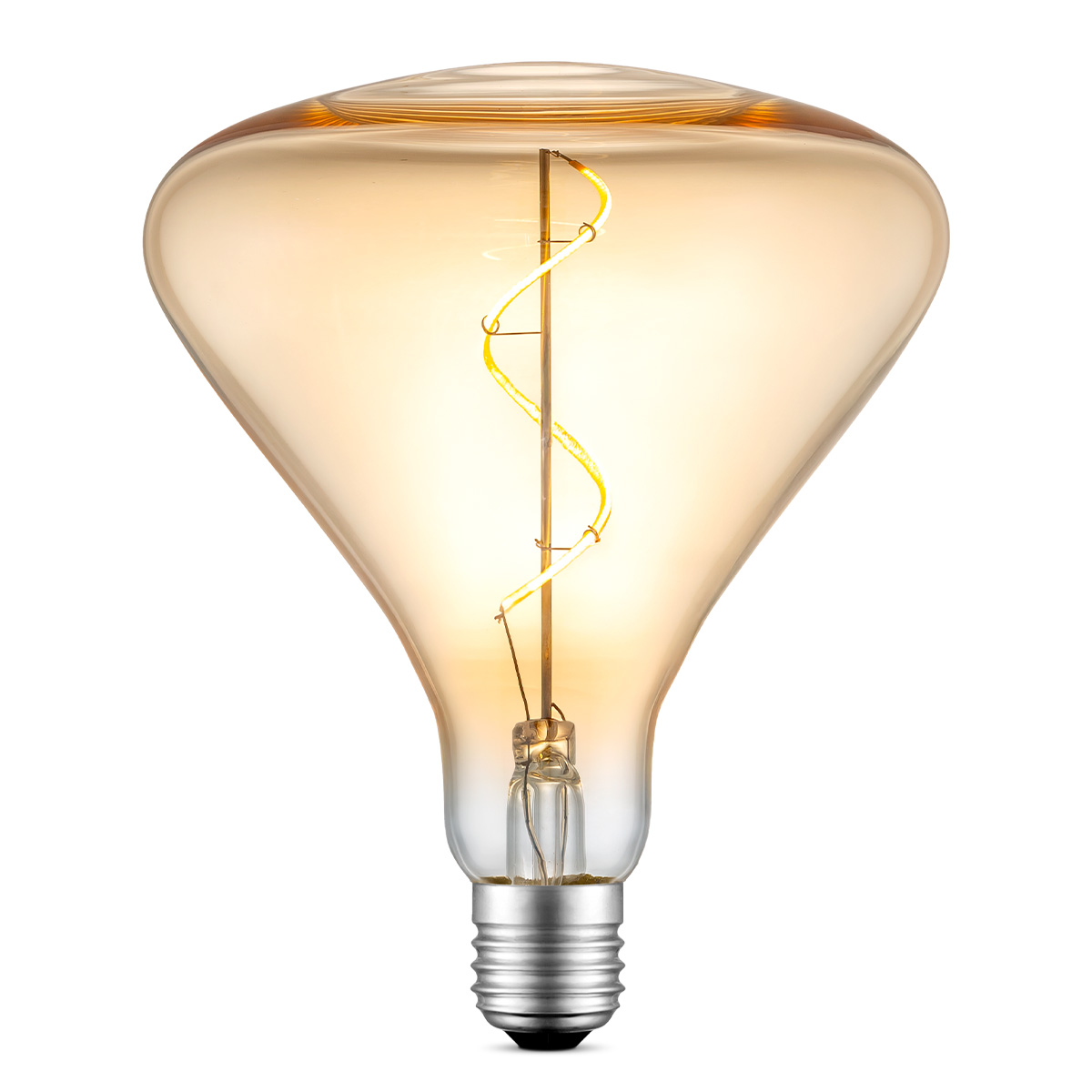 Edison Vintage LED filament lichtbron Flex - Amber - Spiraal - Retro LED lamp - 14/14/16cm - geschikt voor E27 fitting - Dimbaar - 3W 180lm 2700K - warm wit licht